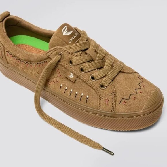 NEW! CARIUMA ALL CAMEL EMRBOIDERED SUEDE SHOES - WOMEN'S  SIZE 7.5 - MEN SIZE 6 - Picture 4 of 7